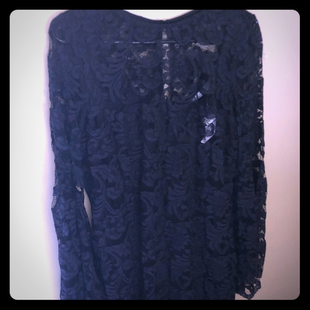 Mid length black lace dress